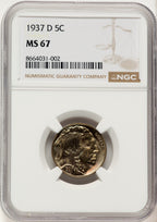 1937-D 5C Buffalo Nickel NGC MS67