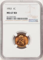 1953 1C RD Lincoln Cent NGC MS67