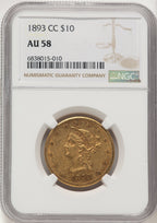 1893-CC $10 Liberty Eagle NGC AU58