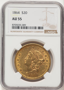 1864 $20 Liberty Double Eagle NGC AU55