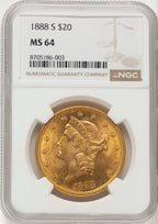 1888-S $20 Liberty Double Eagle NGC MS64
