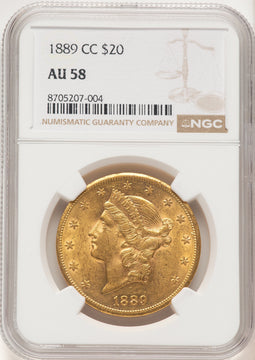 1889-CC $20 Liberty Double Eagle NGC AU58