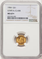 1904 G$1 Lewis and Clark Commemorative Gold NGC MS67+