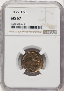 1936-D 5C Buffalo Nickel NGC MS67 (784564001)