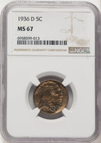 1936-D 5C Buffalo Nickel NGC MS67 (784564001)