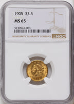 1905 $2.50 Liberty Quarter Eagle NGC MS65