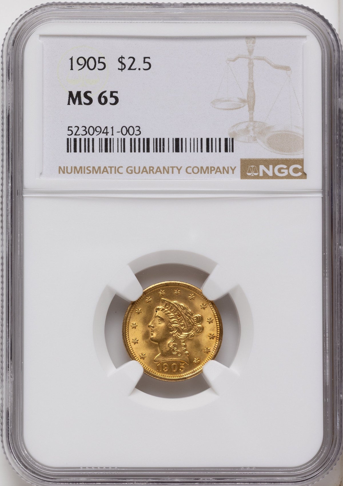 1905 $2.50 Liberty Quarter Eagle NGC MS65