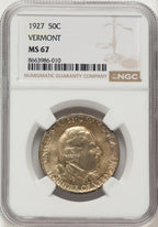 1927 50C Vermont Commemorative Silver NGC MS67