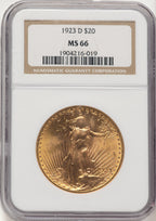 1923-D $20 Saint-Gaudens Double Eagle NGC MS66