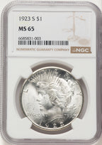 1923-S Peace Dollar NGC MS65