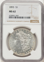 1893 Morgan Dollar NGC MS62