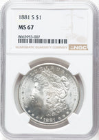 1881-S Morgan Dollar NGC MS67