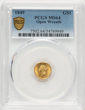 1849 G$1 Gold Dollar PCGS MS64