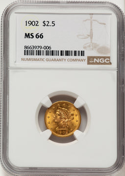 1902 $2.50 Liberty Quarter Eagle NGC MS66