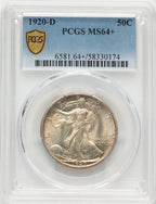 1920-D 50C Walking Liberty Half Dollar PCGS MS64+