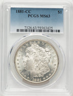 1881-CC Morgan Dollar PCGS MS63