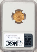 1861 $2.50 New Reverse Type 2 CAC Liberty Quarter Eagle NGC MS64