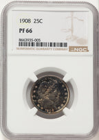 1908 25C Proof Barber Quarter NGC PR66