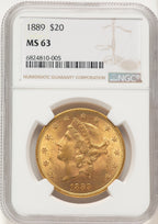 1889 $20 Liberty Double Eagle NGC MS63