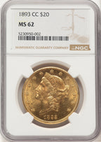 1893-CC $20 Liberty Double Eagle NGC MS62