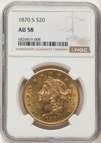 1870-S $20 Liberty Double Eagle NGC AU58
