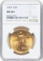 1924 $20 Saint Saint-Gaudens Double Eagle NGC MS66+