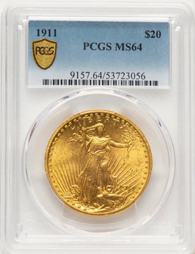 1911 $20 Saint-Gaudens Double Eagle PCGS MS64