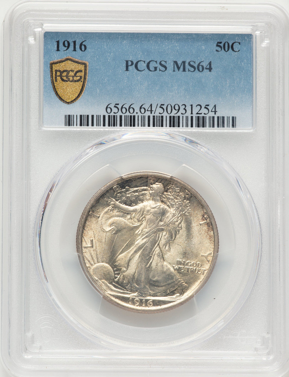 1916 50C Walking Liberty Half Dollar PCGS MS64