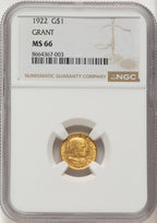 1922 G$1 Grant No Star Commemorative Gold NGC MS66