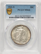 1941-S 50C Walking Liberty Half Dollar PCGS MS66