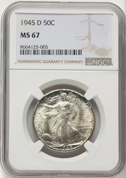 1945-D 50C Walking Liberty Half Dollar NGC MS67