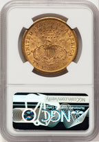 1866-S $20 MOTTO Liberty Double Eagle NGC AU55