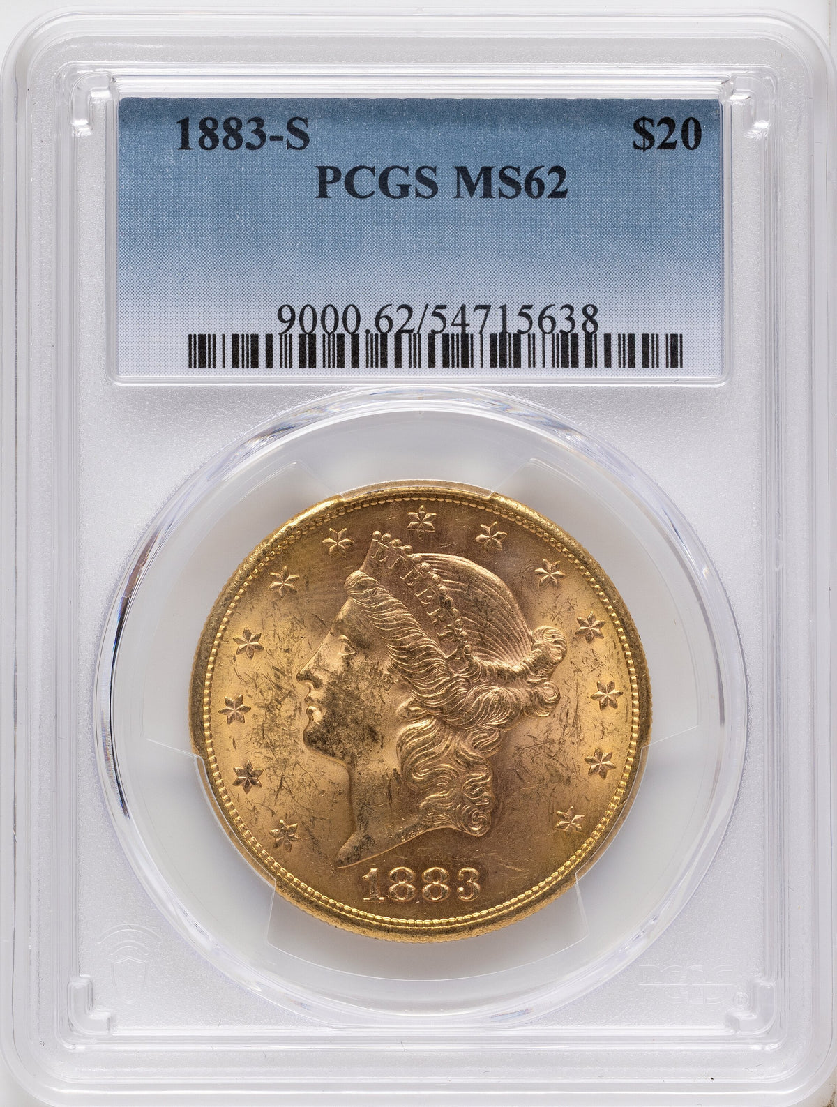 1883-S $20 Liberty Double Eagle PCGS MS62