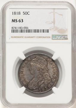 1818 50C O-108 Bust Half Dollar NGC MS63