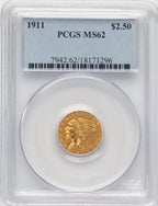 1911 $2.50 Indian Quarter Eagle PCGS MS62