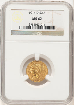 1914-D $2.50 Indian Quarter Eagle NGC MS62 (785074003)