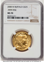 2008-W Burnished Gold Buffalo 1/2 oz Brown Label NGC MS70
