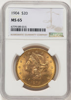 1904 $20 Liberty Liberty Double Eagle NGC MS65