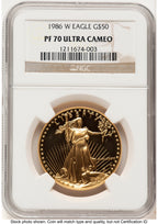 1986-W Proof Gold Eagle 1 oz Brown Label NGC PF70