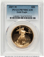 2007-W Proof Gold Eagle 1 oz Blue Gradient PCGS PR70