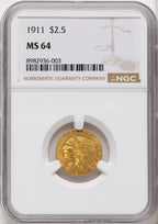1911 $2.50 Indian Quarter Eagle NGC MS64