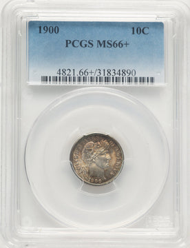 1900 10C Barber Dime PCGS MS66+
