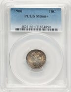 1900 10C Barber Dime PCGS MS66+