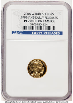 2008-W Proof Gold Buffalo 1/10 oz ER Blue NGC PF70