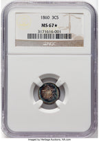 1860 3CS Three Cent Silver NGC MS67