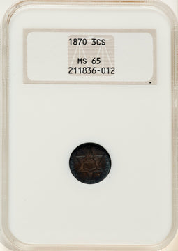 1870 3CS Three Cent Silver NGC MS65