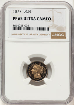 1877 3CN Proof Three Cent Nickel NGC PR65