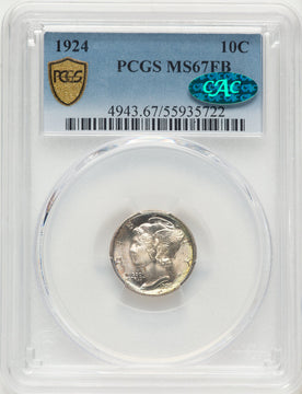1924 10C FB CAC Mercury Dime PCGS MS67