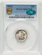 1924 10C FB CAC Mercury Dime PCGS MS67