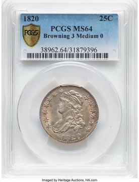 1820 25C B-3 Bust Quarter PCGS MS64
